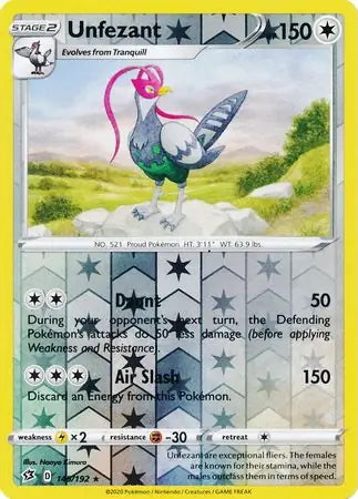 Rebel Clash Unfezant #145/192 reverse holo